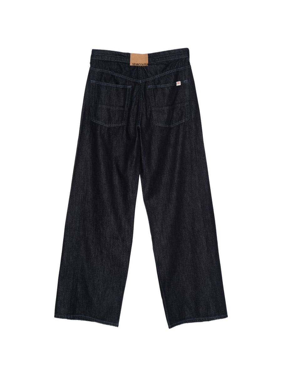Semicouture Gema Cotton Trousers For Women With Drawstring Waist And Five Pocket Styling In Black Cotton Modal Blend