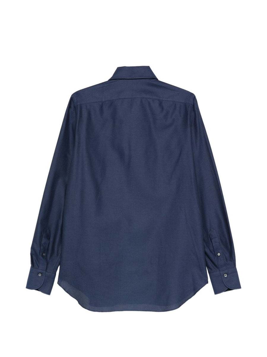 Finamore 1925 Napoli Cotton Shirt Navy for Modern Men Breathable Premium Silhouette