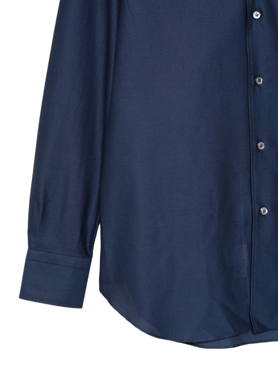 Finamore 1925 Napoli Cotton Shirt Navy for Modern Men Breathable Premium Silhouette
