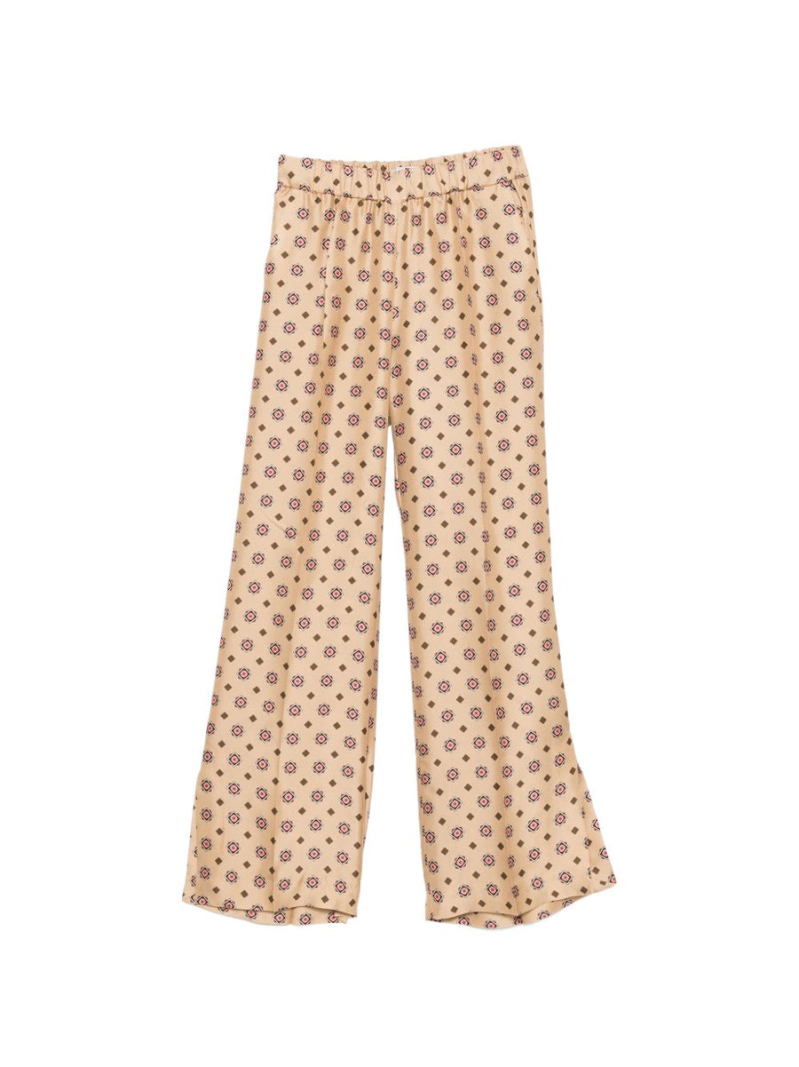 Alberto Biani Printed Silk Trousers For Women With Elastic Waistband Luxurious Everyday Daywear