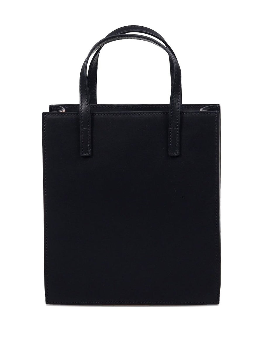 Hidesins Flap J Black Calf Leather Handbag For Women With Convertible Crossbody Bag And Top Handles