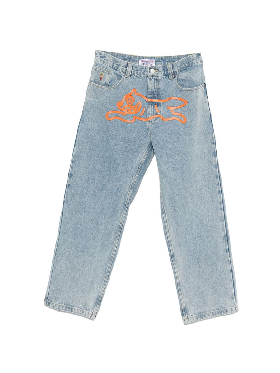 Icecream Running Dog Denim Jeans For Men, Light Blue Cotton, Everyday Comfort And Versatility
