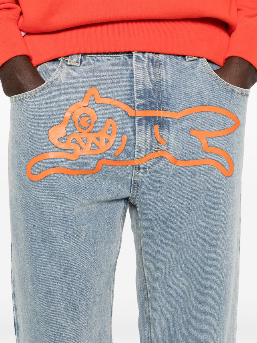 Icecream Running Dog Denim Jeans For Men, Light Blue Cotton, Everyday Comfort And Versatility