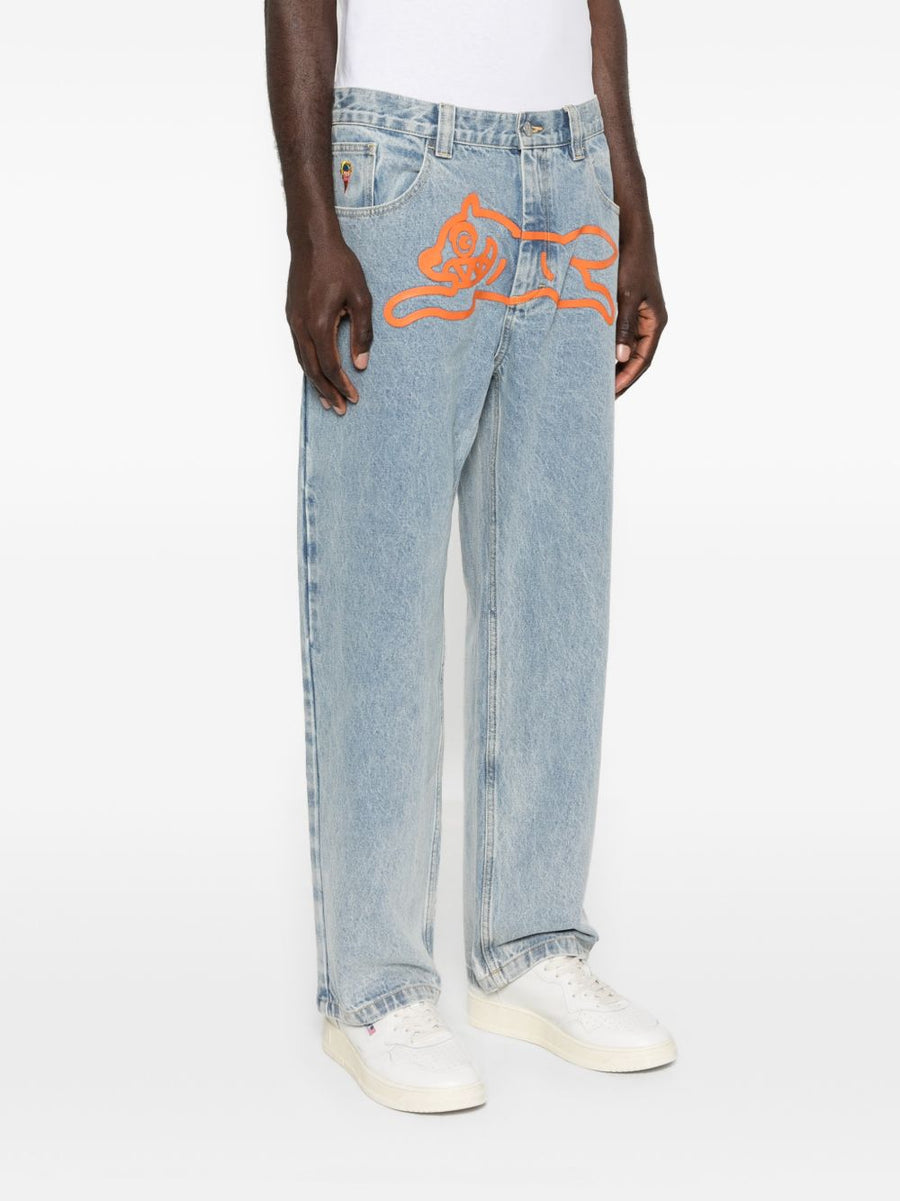 Icecream Running Dog Denim Jeans For Men, Light Blue Cotton, Everyday Comfort And Versatility