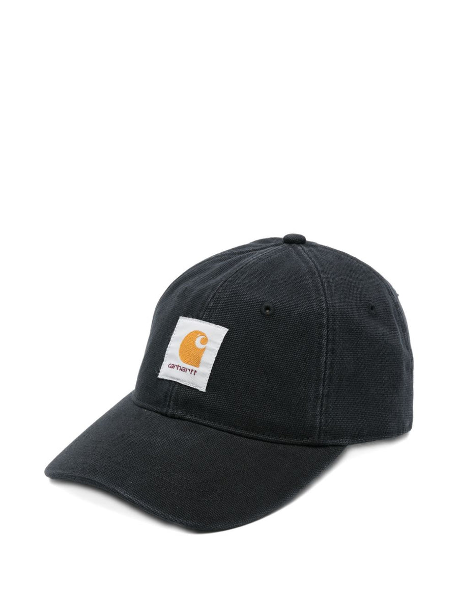 Carhartt WIP Main Canvas Cap Black Cotton Baseball Hat With Adjustable Strap For Men City Style