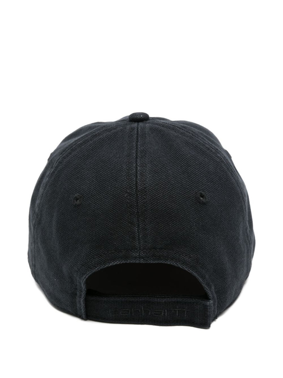 Carhartt WIP Main Canvas Cap Black Cotton Baseball Hat With Adjustable Strap For Men City Style