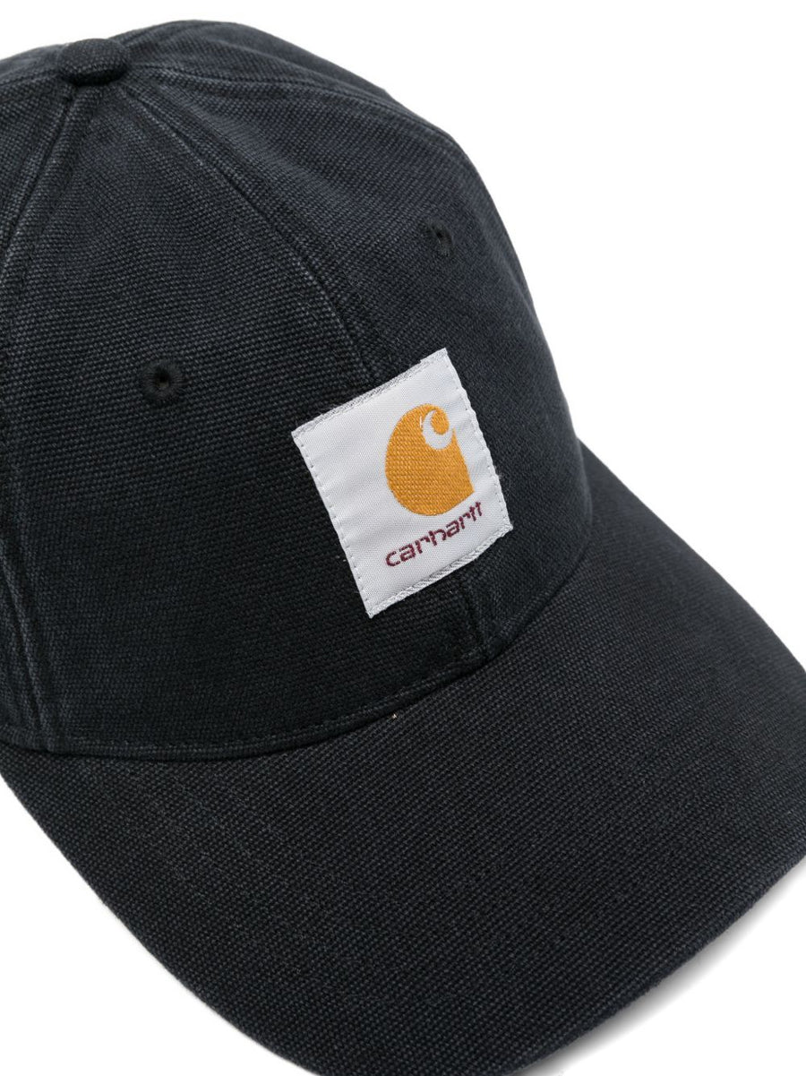 Carhartt WIP Main Canvas Cap Black Cotton Baseball Hat With Adjustable Strap For Men City Style
