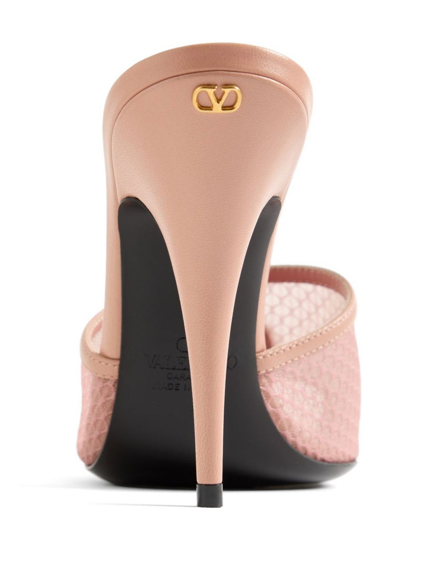 Valentino Garavani Coeur Vipère Leather Mules For Women Pink Luxury Sandals Versatile Dressy Casual