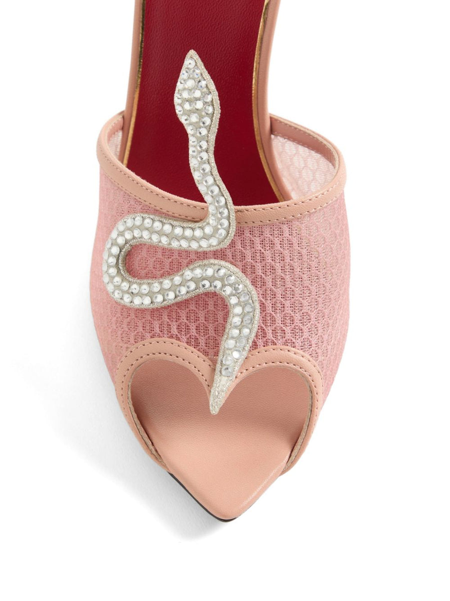 Valentino Garavani Coeur Vipère Leather Mules For Women Pink Luxury Sandals Versatile Dressy Casual