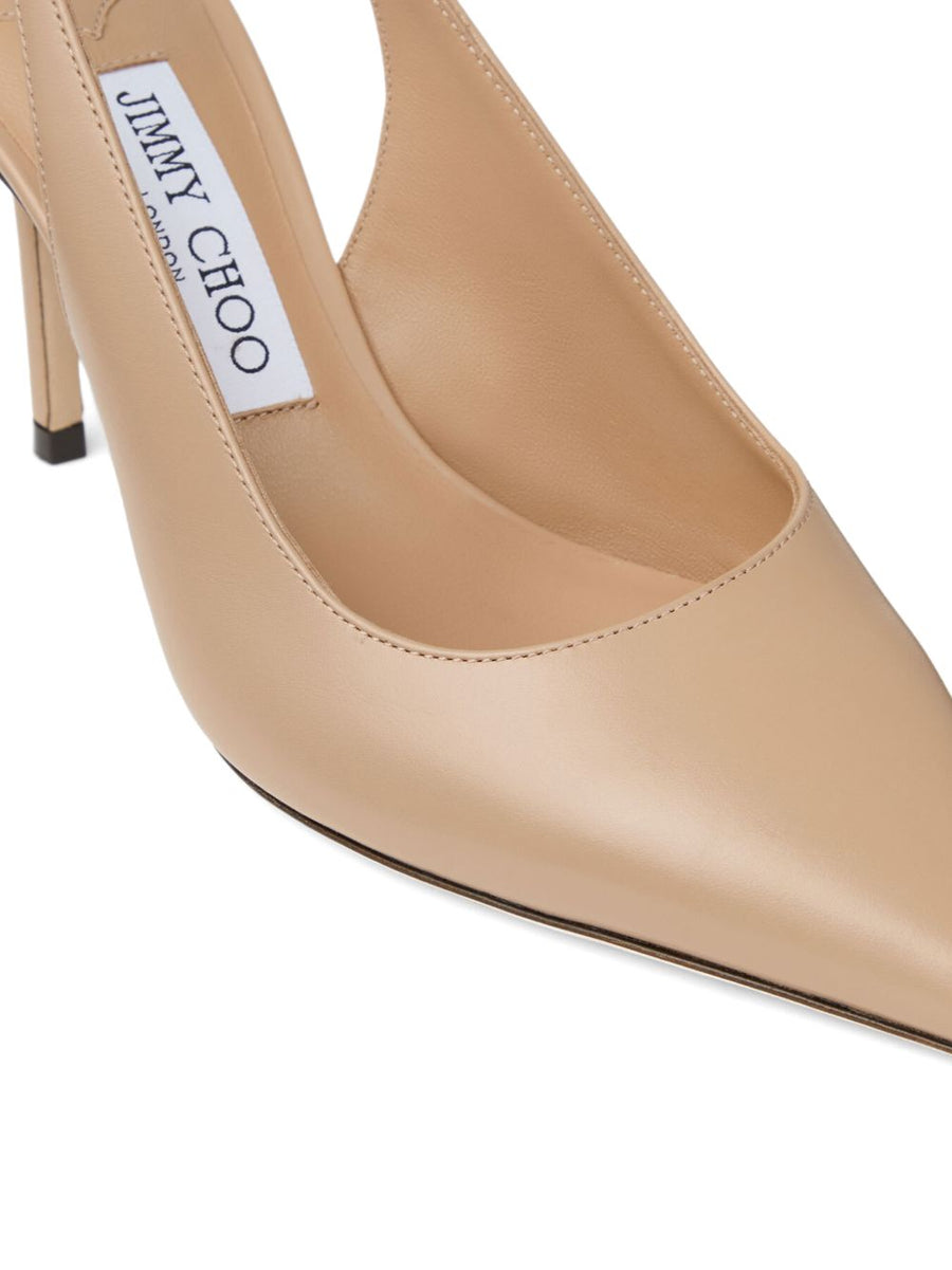 Jimmy Choo Love Sling Back 85mm Beige Leather Pointed Pump For Women Office Ready Luxe