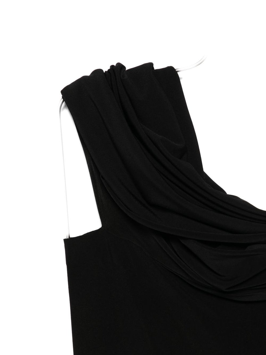 Norma Kamali Off Shoulder Bodysuit Black Layering Essential For Modern Women Bold Draped Silhouette