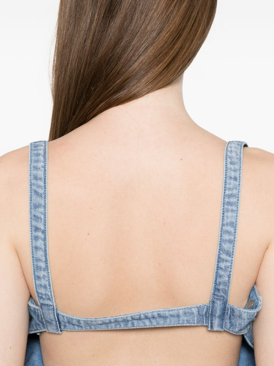 Diesel Denim Tank Top For Women Open Back Light Blue Cotton Blend Summer Essential Versatile Fashion Staple