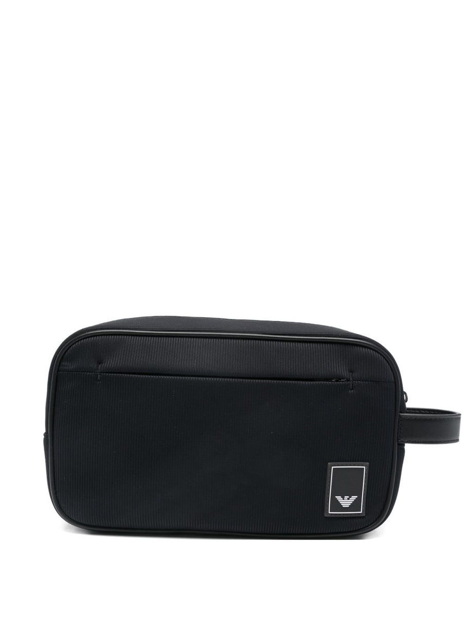 Emporio Armani Navy Nylon Travel Essential Beauty Clutch