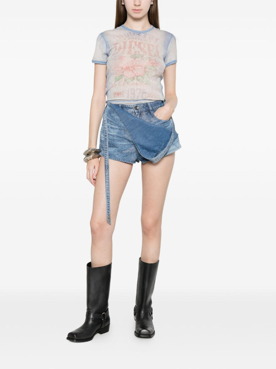 Diesel Denim Shorts Women Light Blue 95 Cotton Relaxed Fit Casual Everyday Versatile