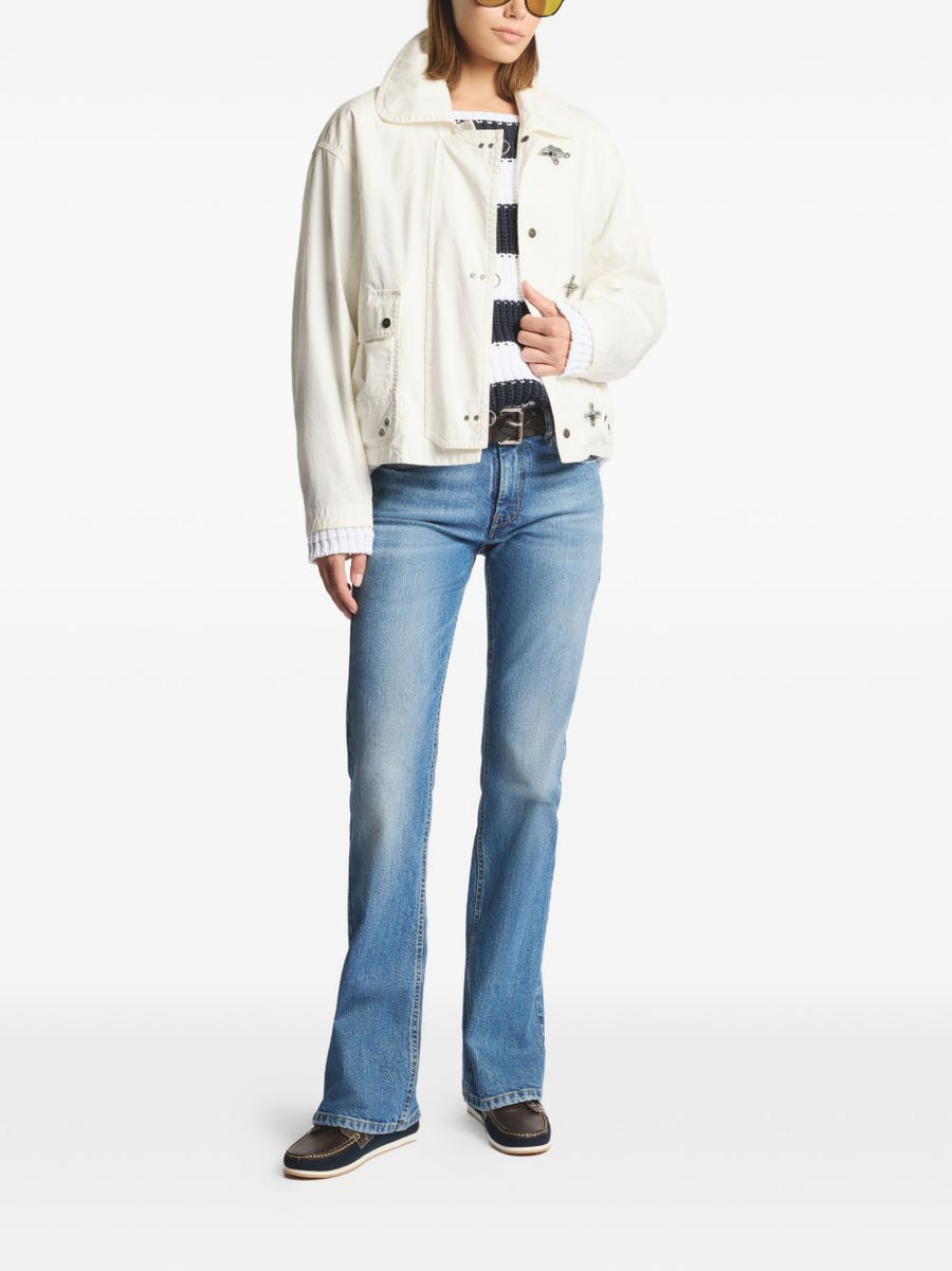Fay White Bomber Jacket For Women Versatile Lightweight Button Front Ideal For Everyday Polished Look Spring Summer 2026