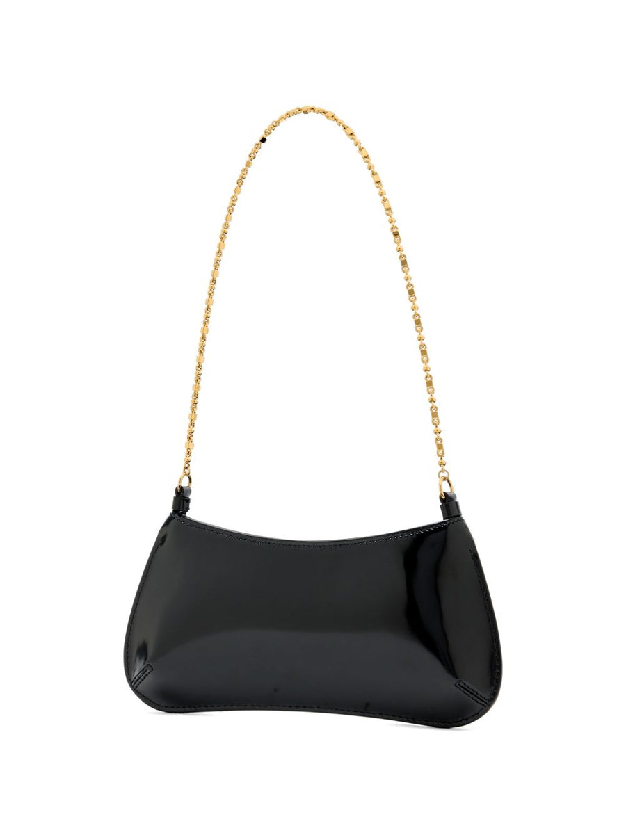 Jacquemus Bisou Bag Black Calf Leather Chain Shoulder Bag Zip Closure For Women Compact Day To Evening