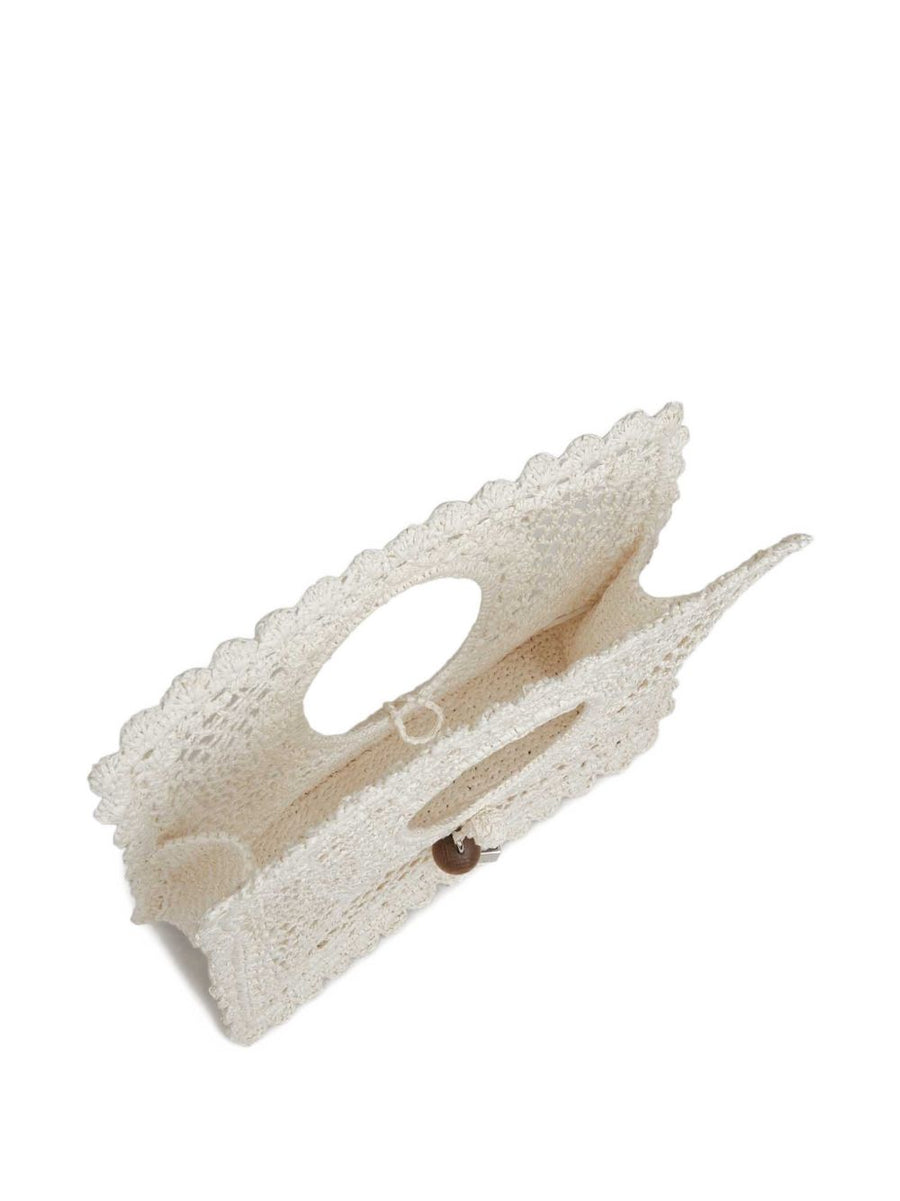 Jacquemus Spiaggia Small Square Bag White Crochet Dual Handles Luxury Resort Handbag For Women