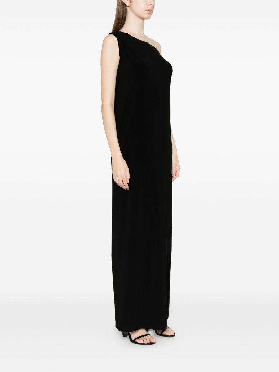 Norma Kamali One Shoulder Side Slit Long Dress Black For Women Maxi Evening Wear Elegance