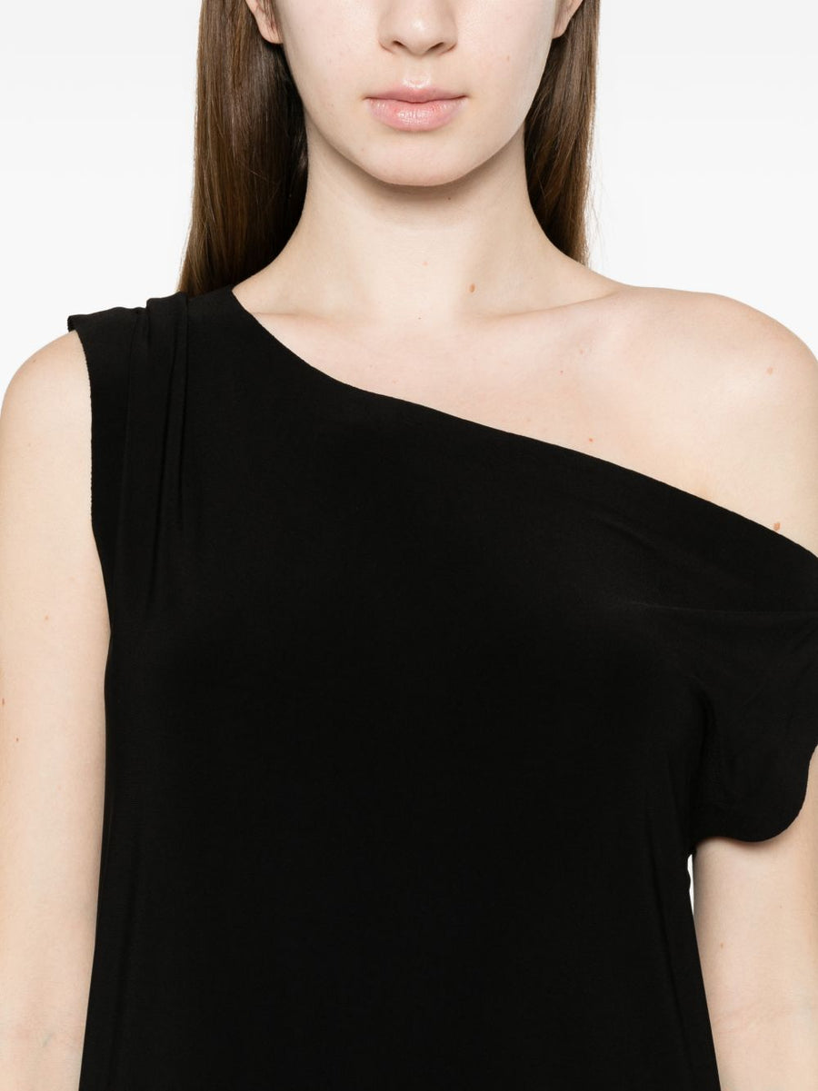 Norma Kamali One Shoulder Side Slit Long Dress Black For Women Maxi Evening Wear Elegance
