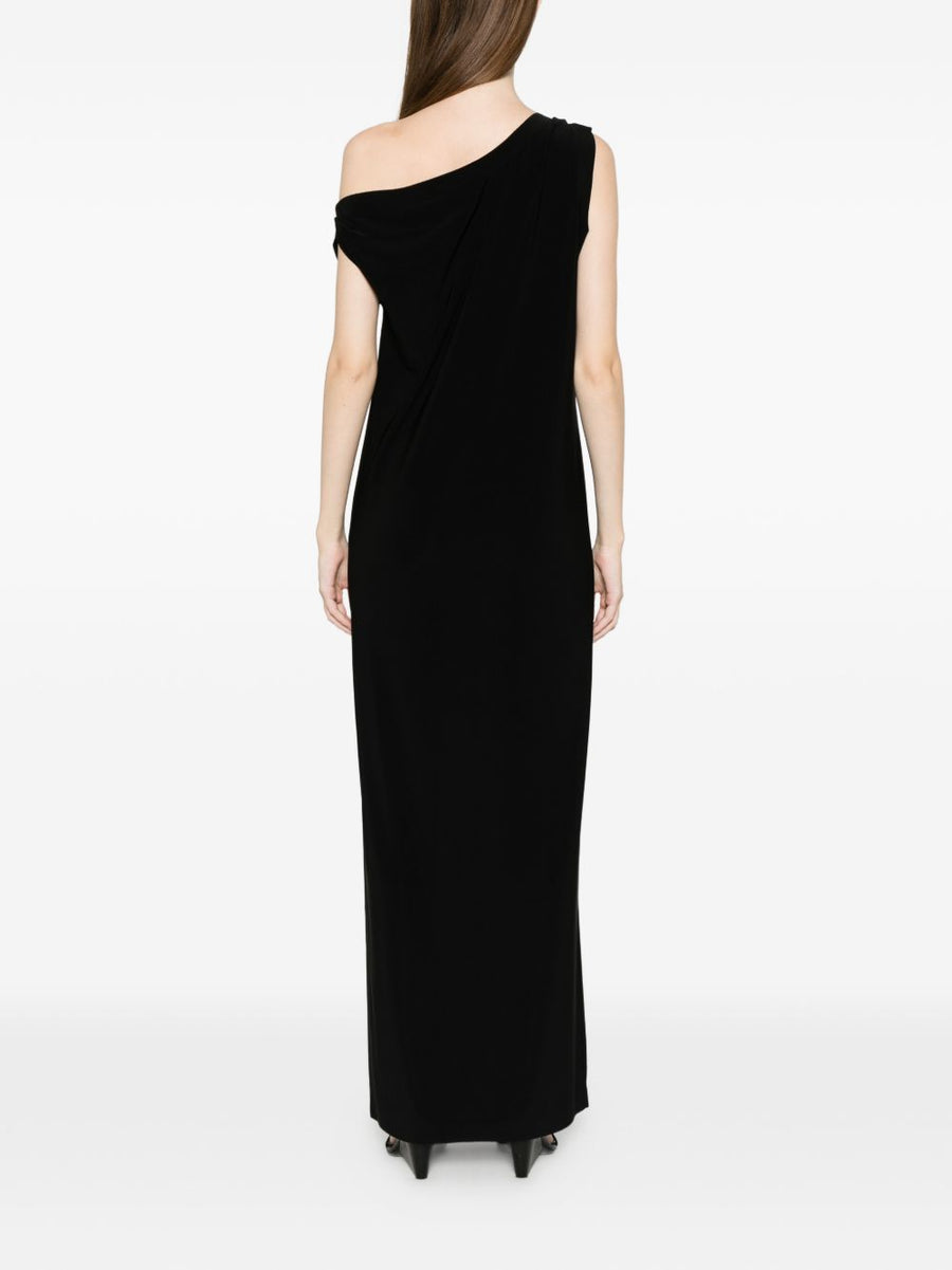 Norma Kamali One Shoulder Side Slit Long Dress Black For Women Maxi Evening Wear Elegance