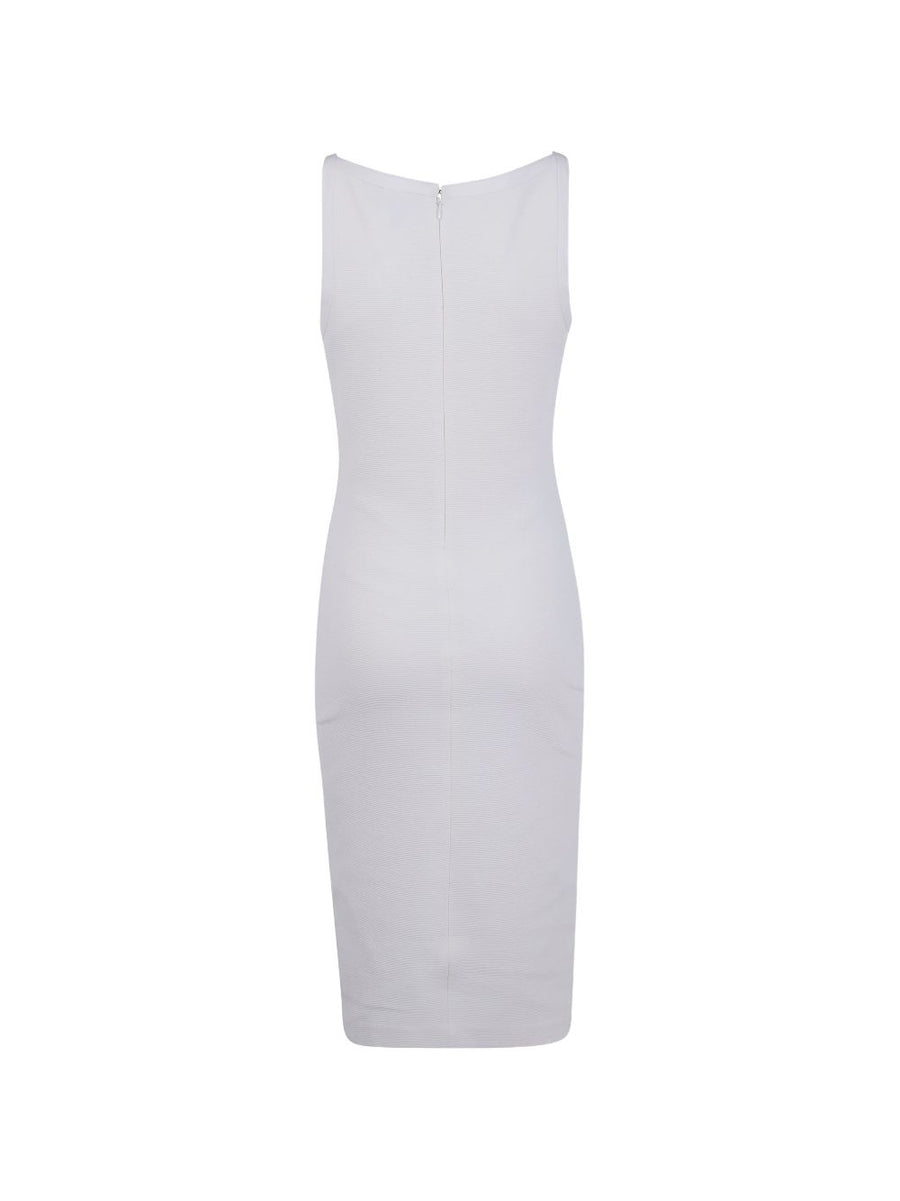 Emporio Armani White Cotton Sleeveless Dress for Women Breathable Luxury Lightweight Concealed Zip