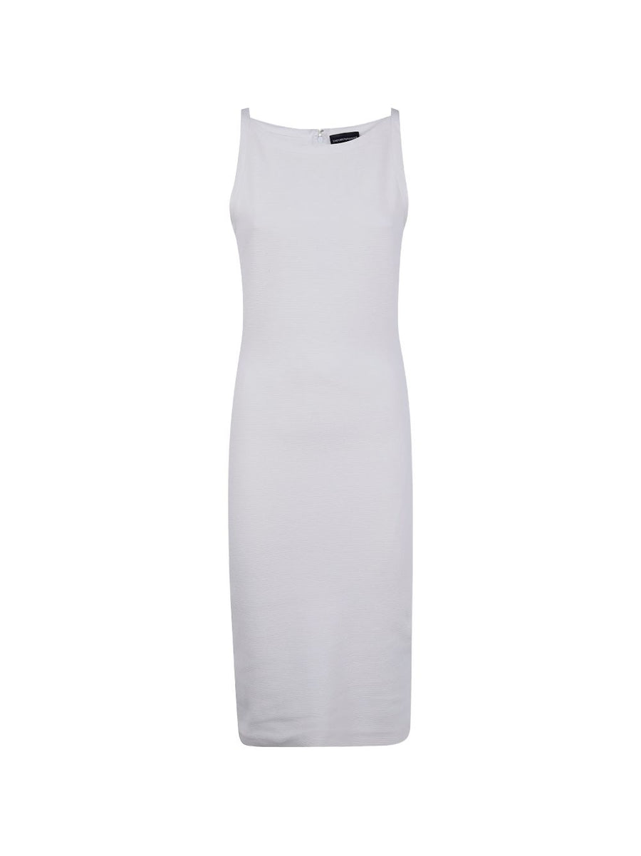 Emporio Armani White Cotton Sleeveless Dress for Women Breathable Luxury Lightweight Concealed Zip