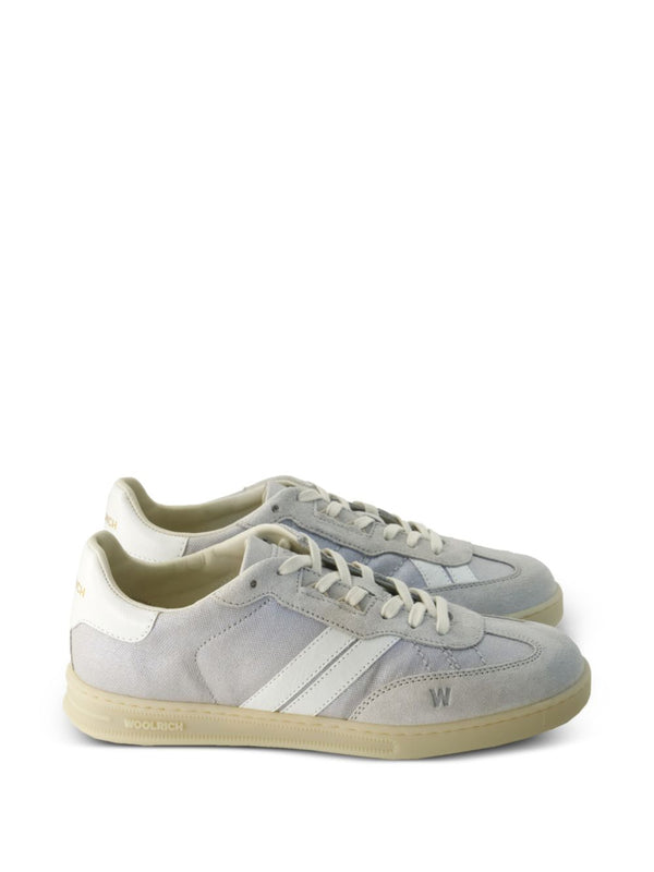 Woolrich Double U Tennis Sneakers For Women Grey Calf Suede Lace-Up Comfort Everyday Style