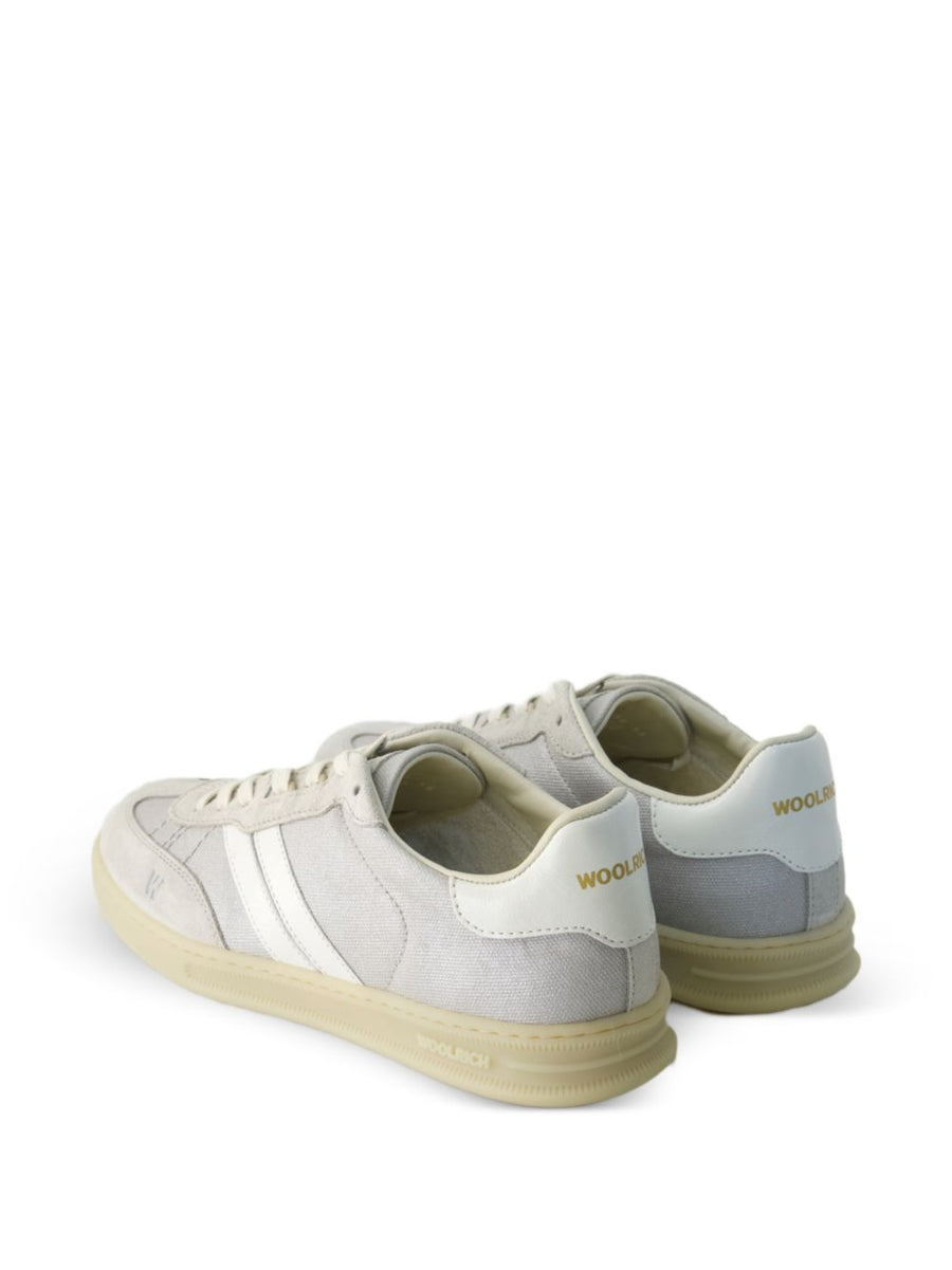 Woolrich Double U Tennis Sneakers For Women Grey Calf Suede Lace-Up Comfort Everyday Style