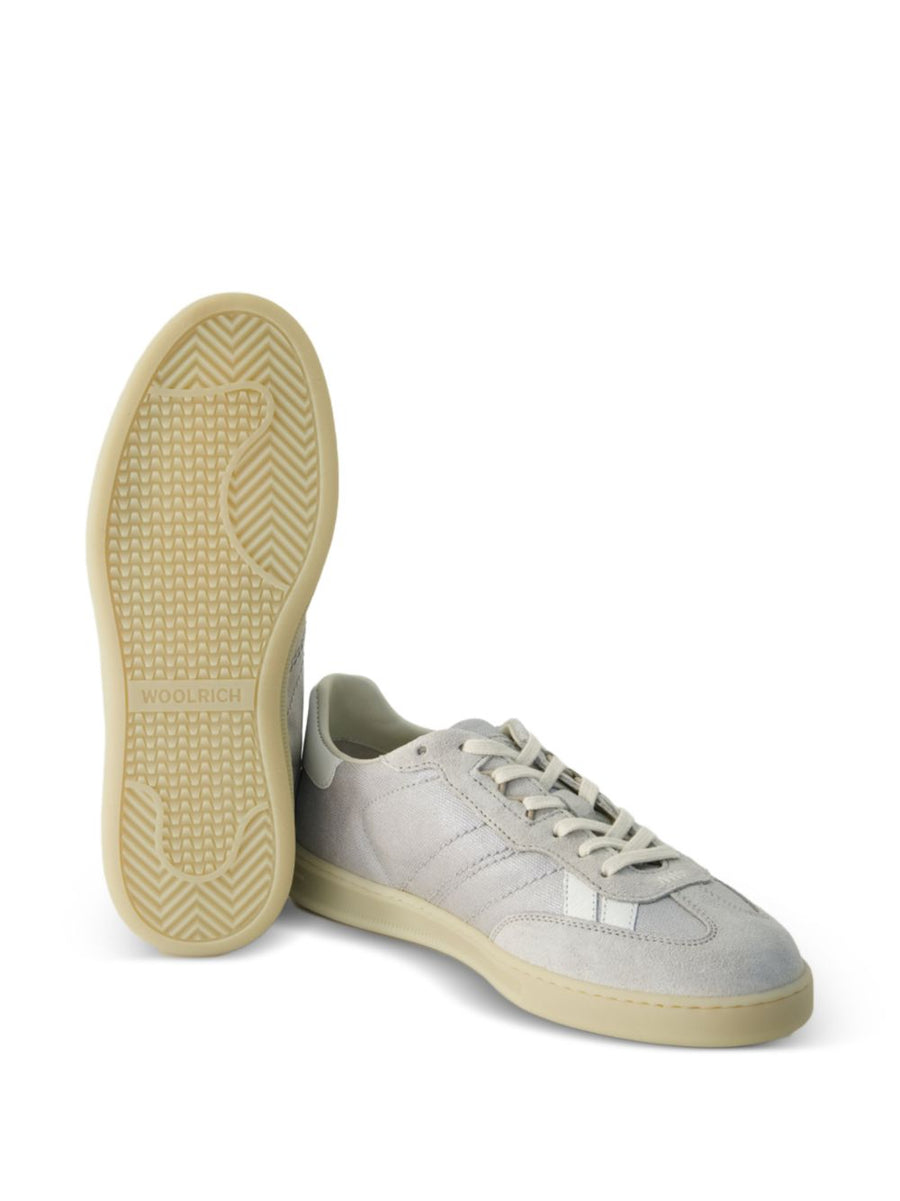 Woolrich Double U Tennis Sneakers For Women Grey Calf Suede Lace-Up Comfort Everyday Style