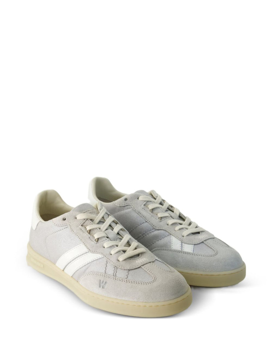 Woolrich Double U Tennis Sneakers For Women Grey Calf Suede Lace-Up Comfort Everyday Style