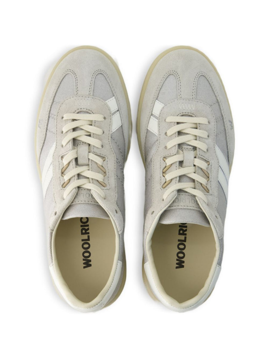 Woolrich Double U Tennis Sneakers For Women Grey Calf Suede Lace-Up Comfort Everyday Style