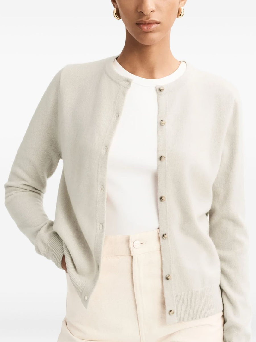 Soft Goat Cashmere Cardigan For Women, Beige 100% Cashmere Knit With Button Front, Luxurious Everyday Warmth