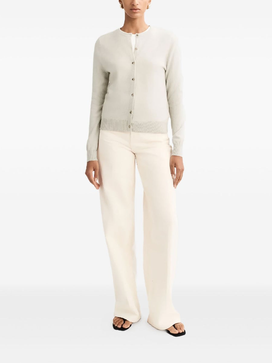 Soft Goat Cashmere Cardigan For Women, Beige 100% Cashmere Knit With Button Front, Luxurious Everyday Warmth