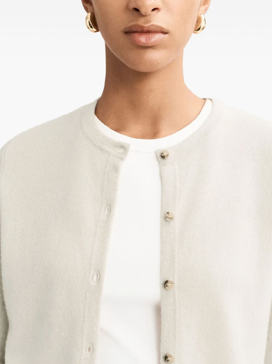 Soft Goat Cashmere Cardigan For Women, Beige 100% Cashmere Knit With Button Front, Luxurious Everyday Warmth