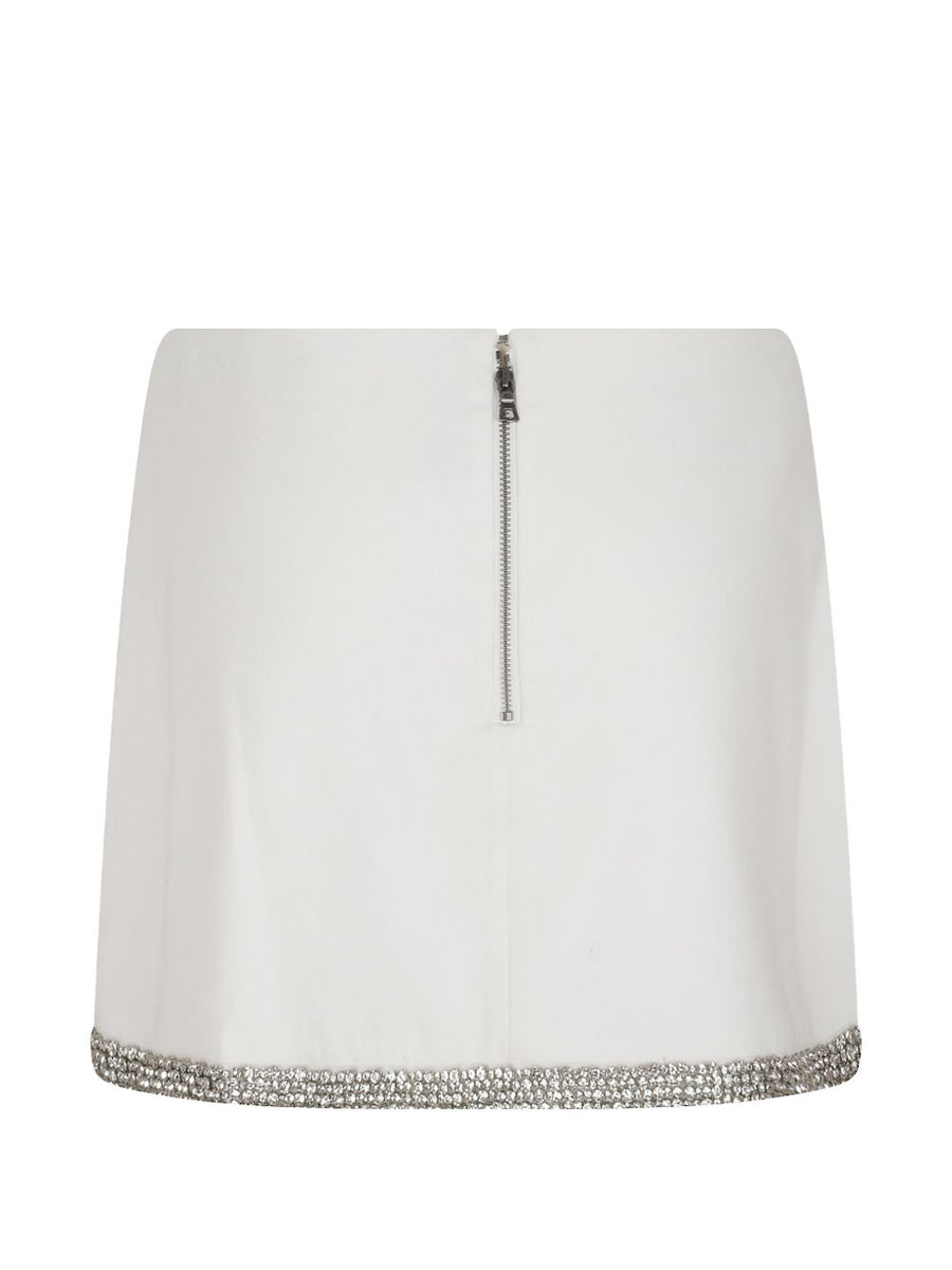 Alice And Olivia White Embellished Mini Skirt Dressy Sparkle With Clean Silhouette For Women
