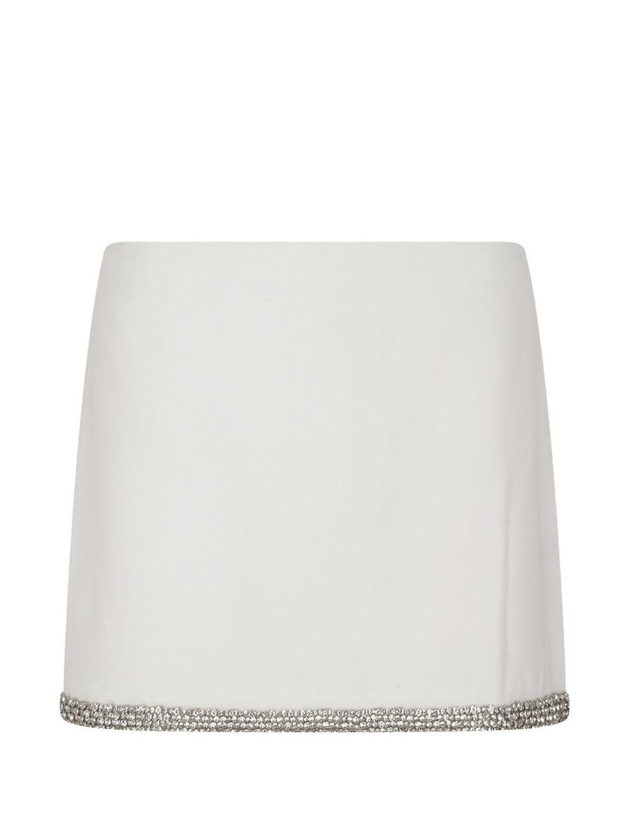 Alice And Olivia White Embellished Mini Skirt Dressy Sparkle With Clean Silhouette For Women