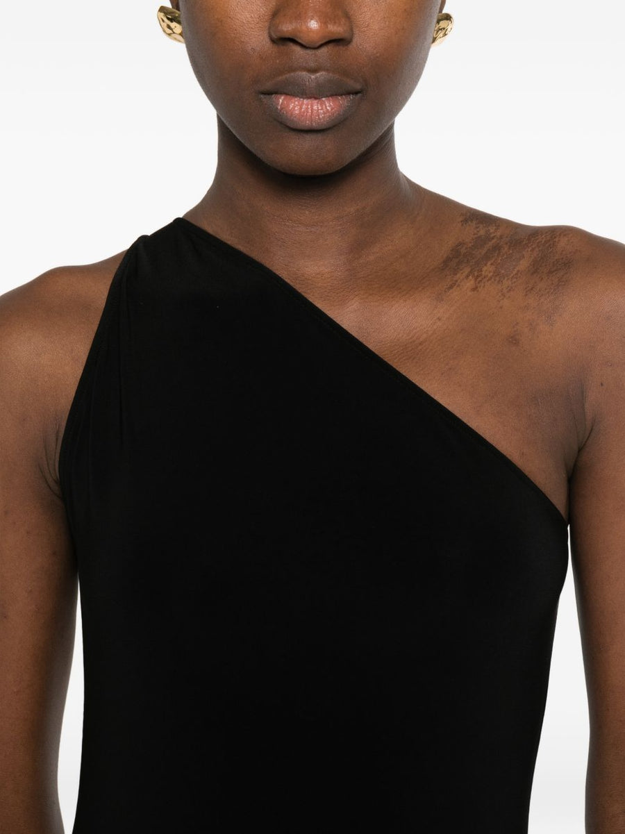 Norma Kamali One Shoulder Mini Dress For Women Black Bodycon Chic Evening Party Dress With Stretch
