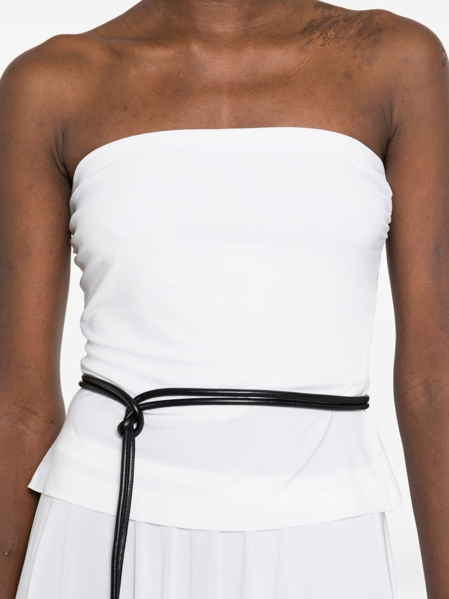 Norma Kamali Strapless Top White Ruched Women Elegant