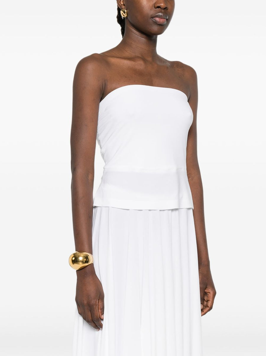 Norma Kamali Strapless Top White Ruched Women Elegant
