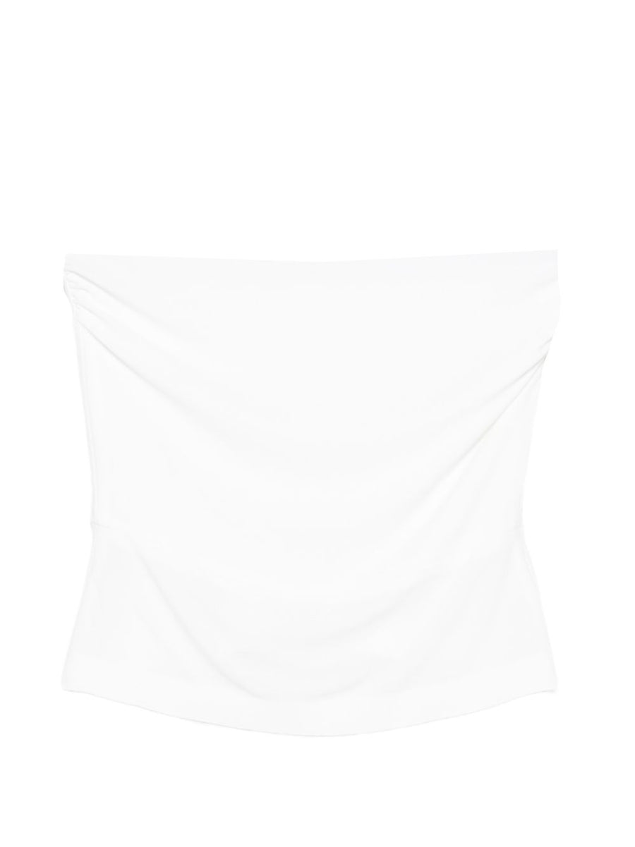 Norma Kamali Strapless Top White Ruched Women Elegant