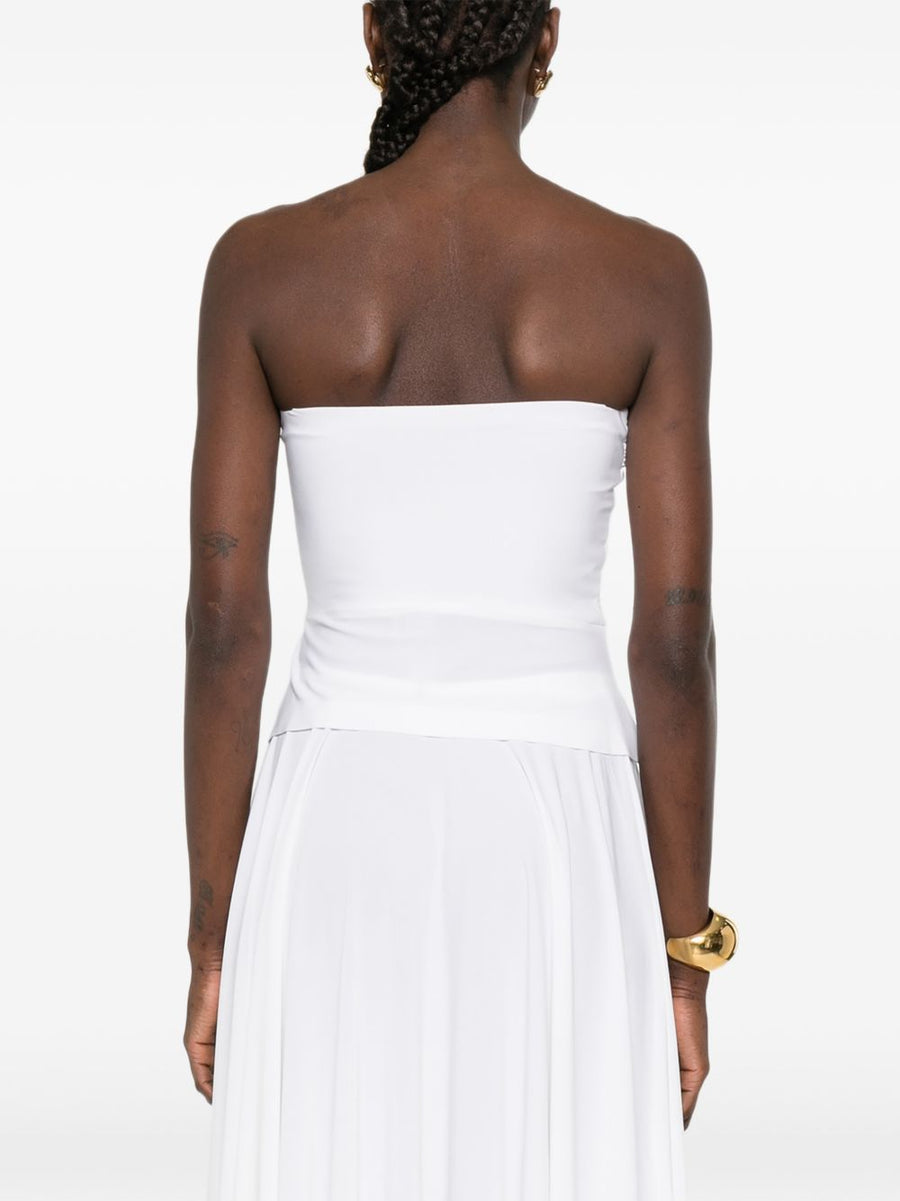 Norma Kamali Strapless Top White Ruched Women Elegant