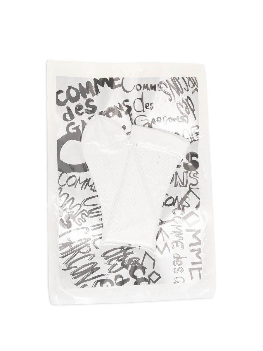 Comme Des Garcons Nylon Socks For Women Textured Ankle Length White Luxury Nylon Blend