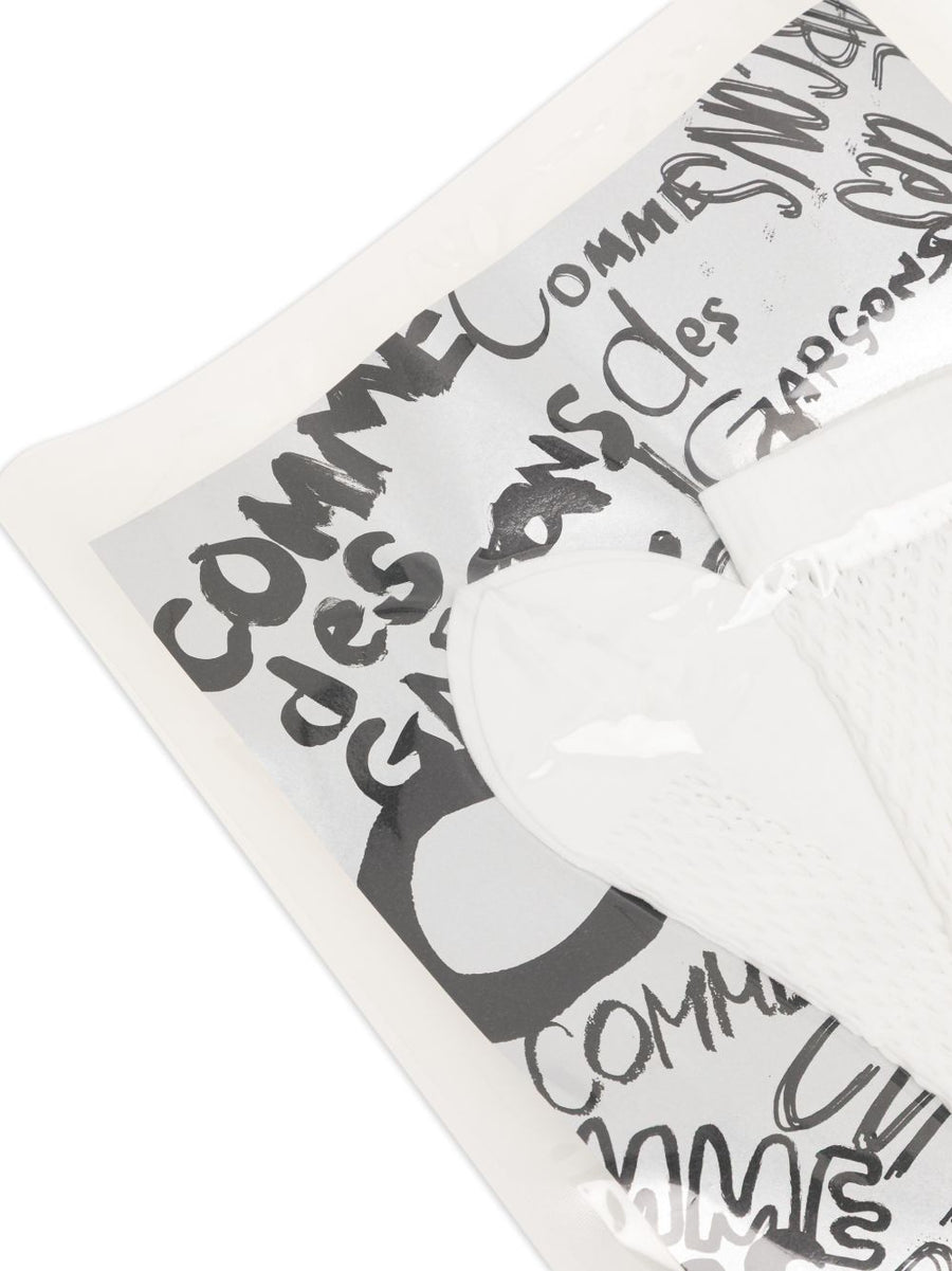 Comme Des Garcons Nylon Socks For Women Textured Ankle Length White Luxury Nylon Blend