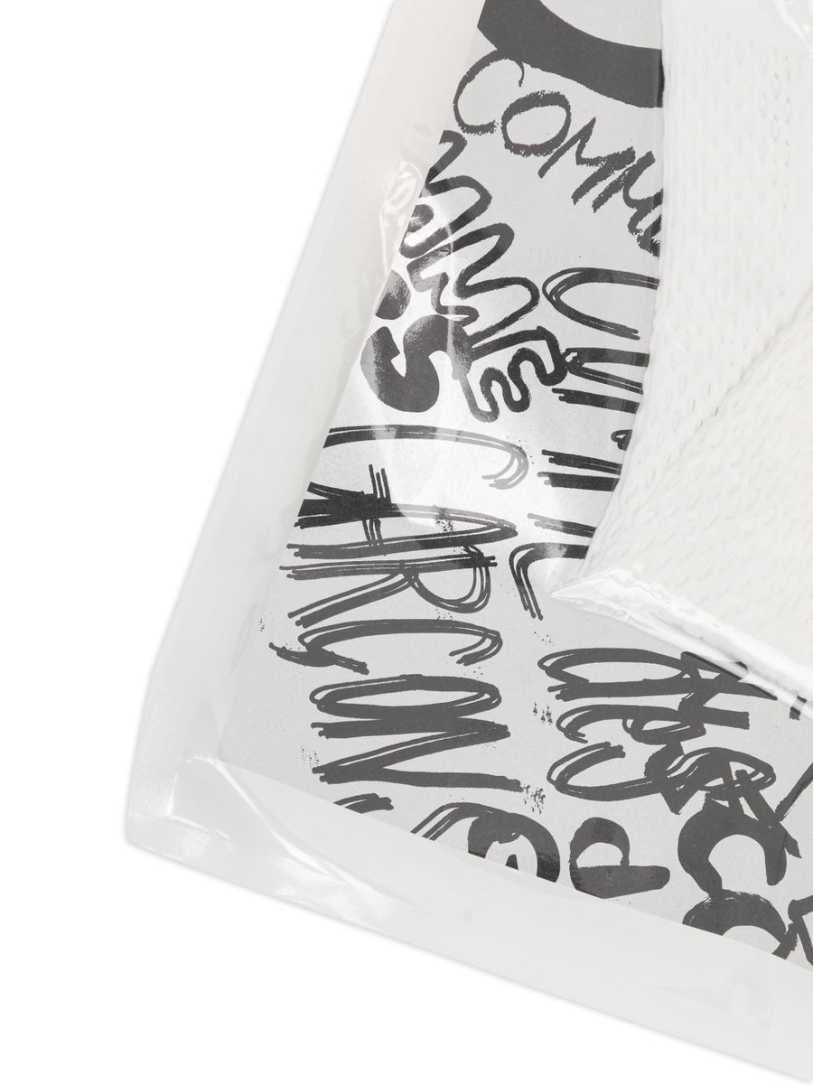 Comme Des Garcons Nylon Socks For Women Textured Ankle Length White Luxury Nylon Blend