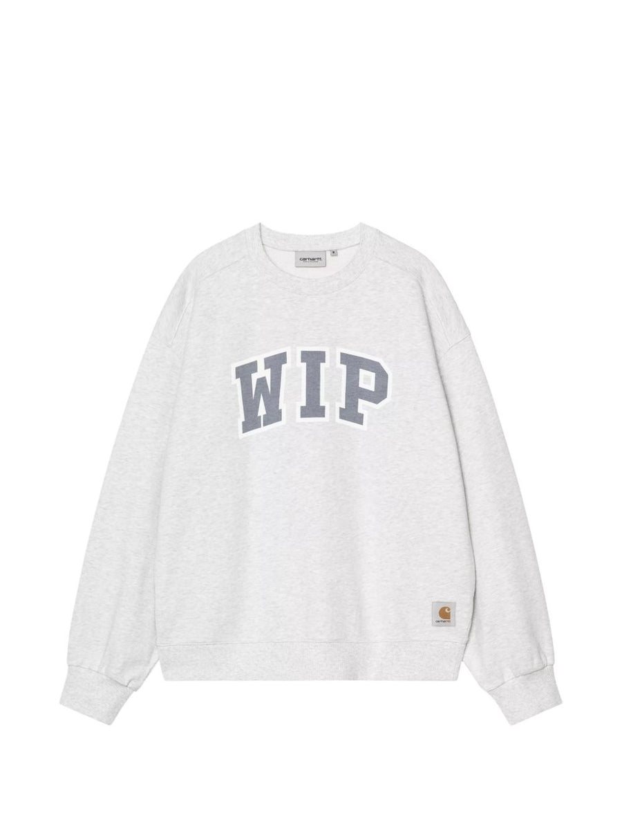 Carhartt WIP Main Logo Cotton Sweatshirt For Men Durable 100 Percent Cotton Crew Neck Light Grey