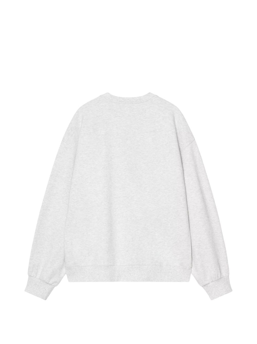 Carhartt WIP Main Logo Cotton Sweatshirt For Men Durable 100 Percent Cotton Crew Neck Light Grey