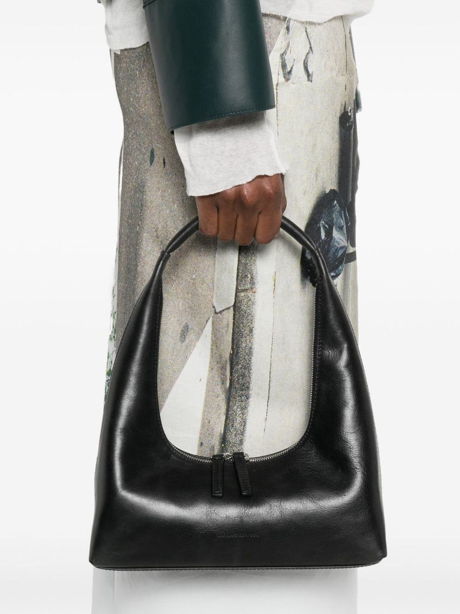 Margesherwood Hobo Shoulder Bag Luxury Calf Leather Compact Top Handle For Women Zip Closure