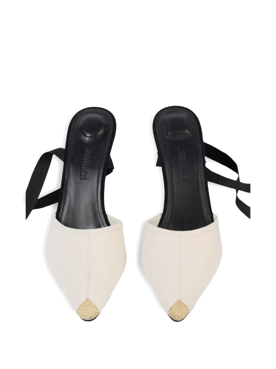 Jacquemus The High Espadrilles Beige Pointed Toe Tie Fastening Luxurious Womens Summer Footwear