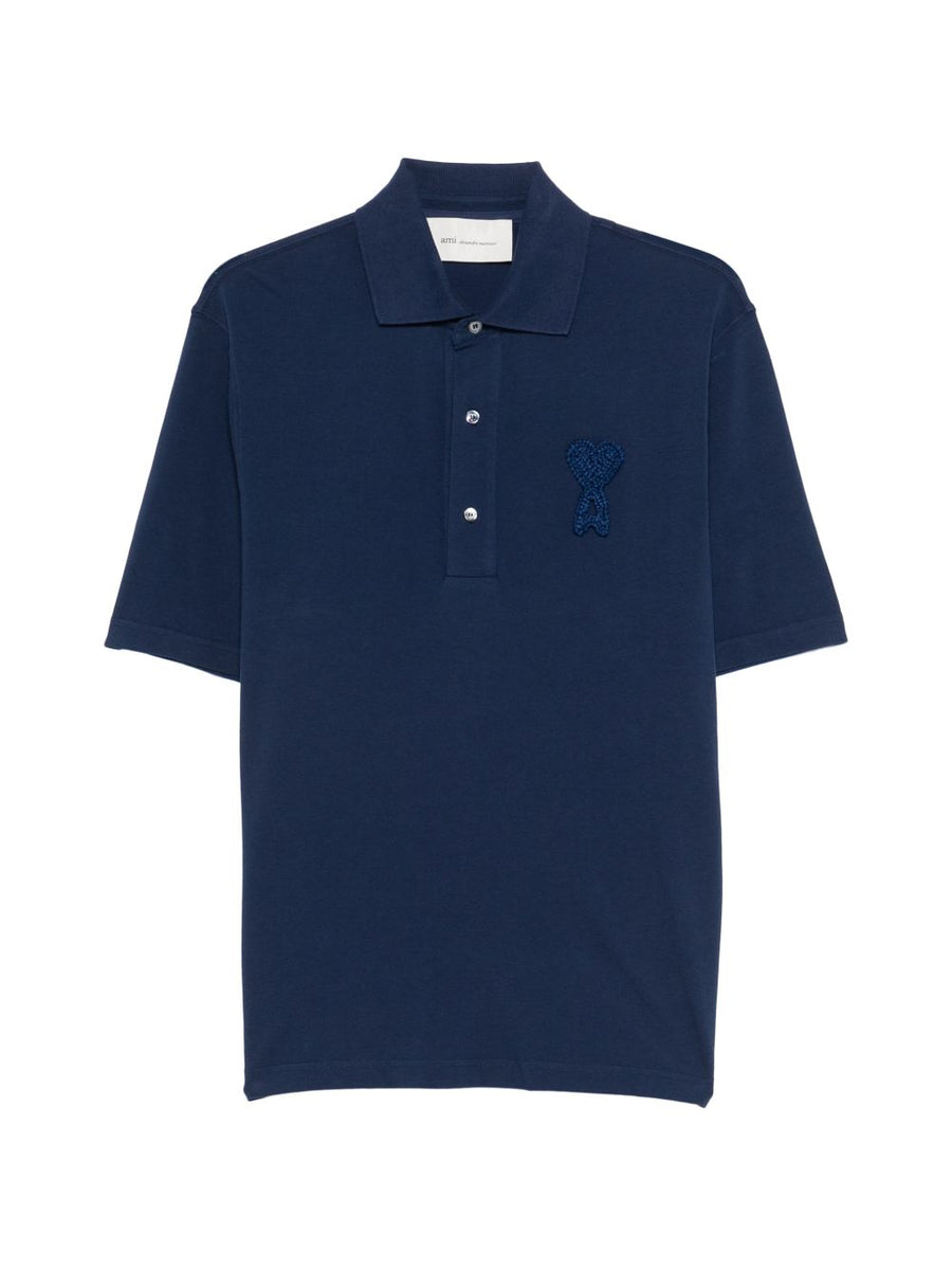 Ami Paris Ami De Coeur Cotton Polo Shirt For Women With Polo Collar And Ink Logo Refined And Versatile Top