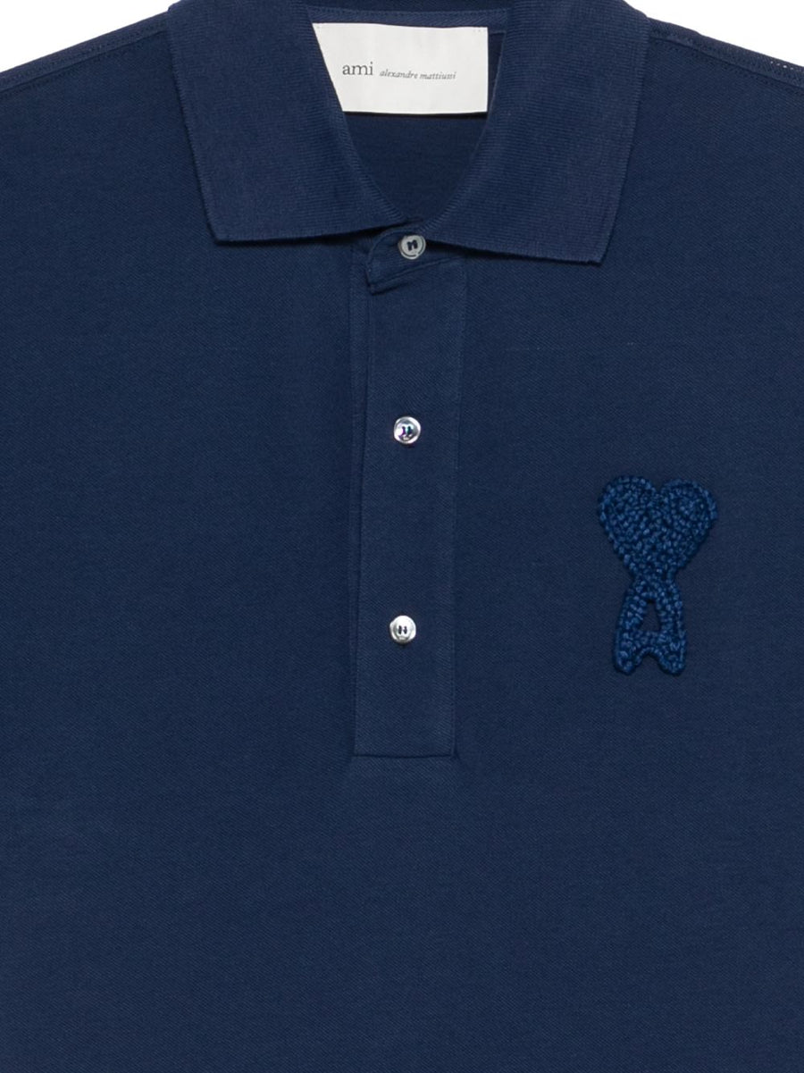 Ami Paris Ami De Coeur Cotton Polo Shirt For Women With Polo Collar And Ink Logo Refined And Versatile Top